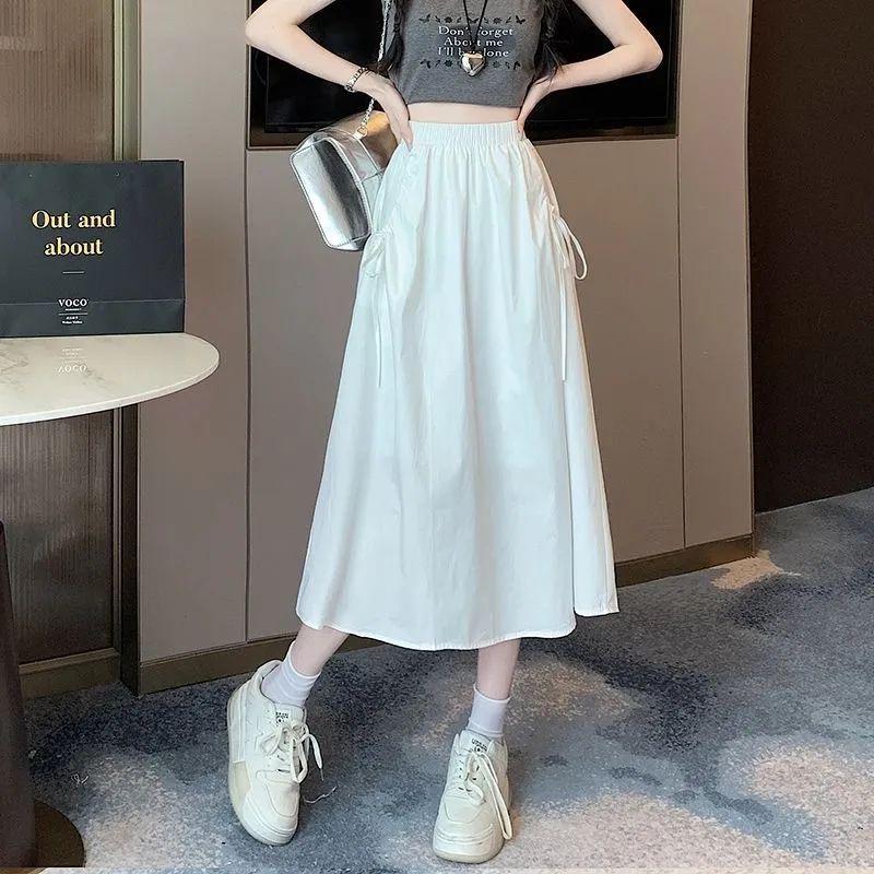 Summer 2025 Women's Drawstring High-Waist A-Line Workwear Skirt