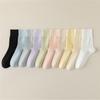 Women's Boneless Pure Cotton Mid-Tube Socks - Solid Color - Suitable for Spring, Summer & Autumn