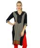 Women Black Ethnic Custom Kurti Kurta Straight 3 4 Sleeve Top Indian