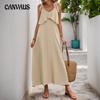Women's Summer Sleeveless Halter Dress Loose Comfortable Peplum Daily Casual Skirt