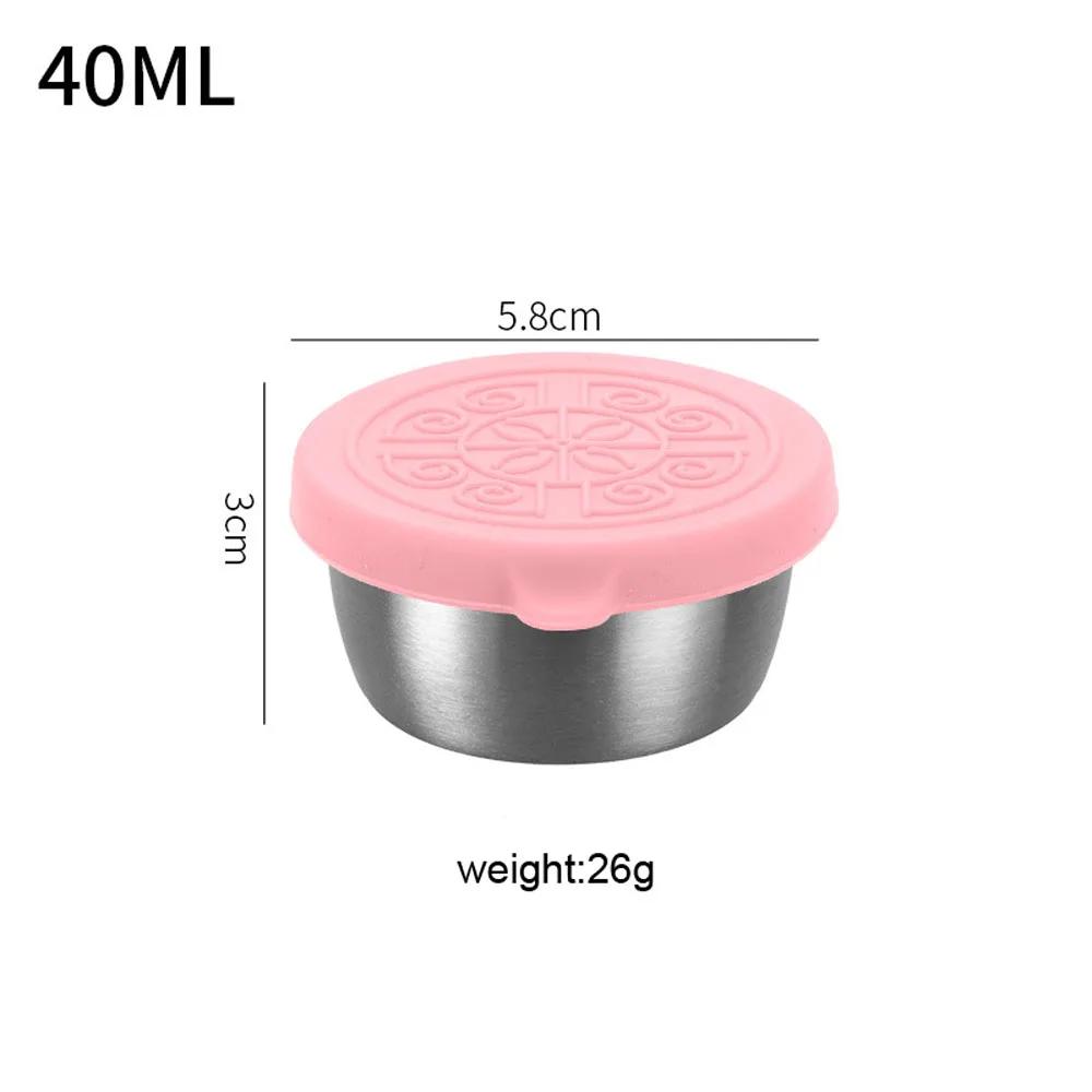 1pc Salad Dressing Container With 1.35oz/40ml Reusable Stainless Steel Cup And Leakproof Silicone Lids For Lunch Box and Picnic