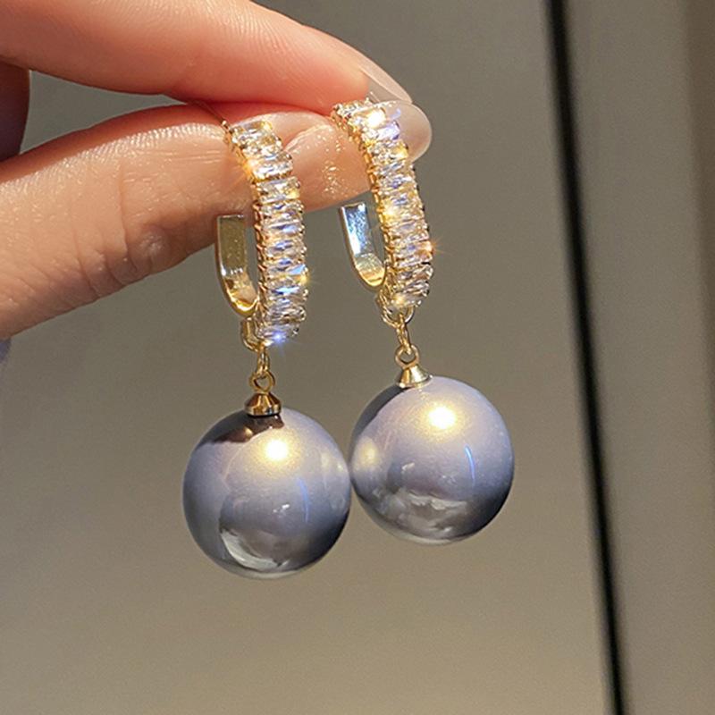 New Fashion Korean Bling Pearl Drop Dangle Earrings for Women Girls Luxury Shinying Zircon Wedding Earrings Jewelry Gift