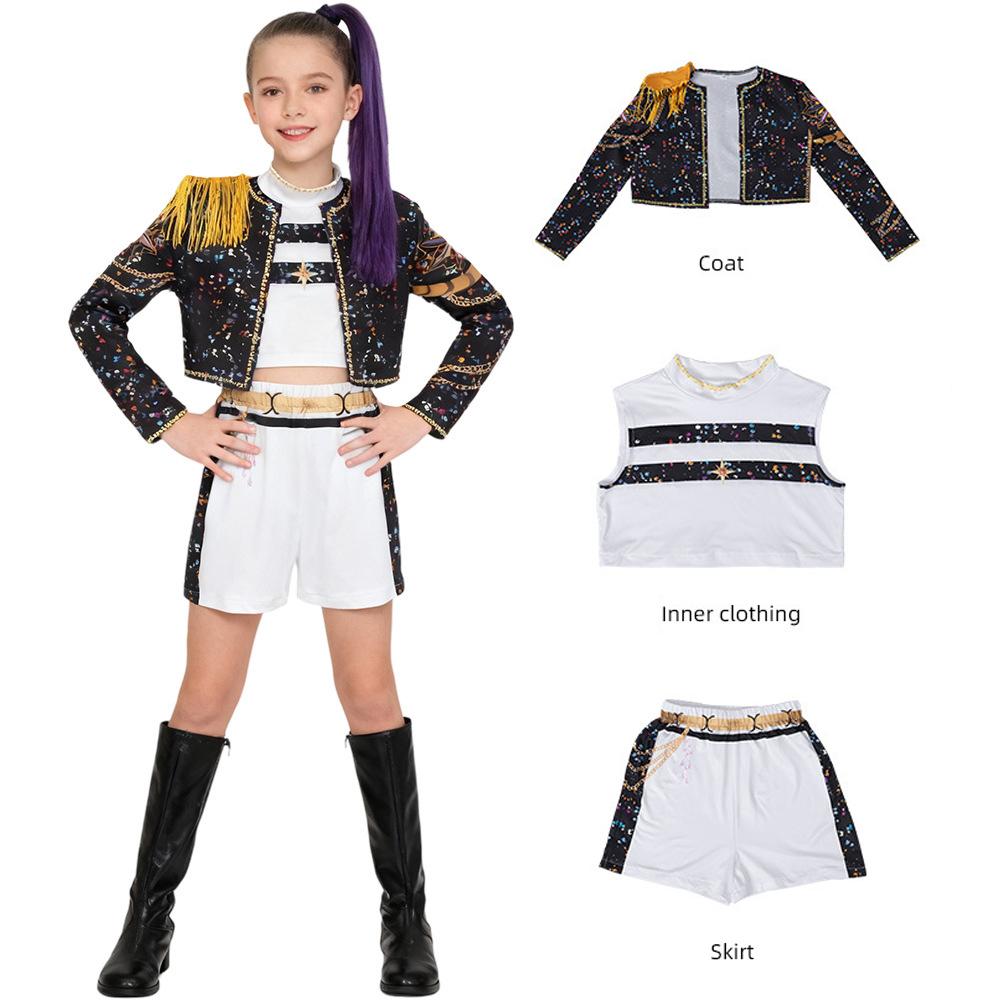 K-Pop Rumi Zoey Mira Demon Hunters Cosplay Costume for Girl Halloween Stage 3D Printed Pattern Role Play Clothes