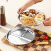 Stainless Steel Dinner Plates Silicone Suction Divided Serving Tray Stackable Breakfast Plates Kids Snack Tray Lunch Container for School