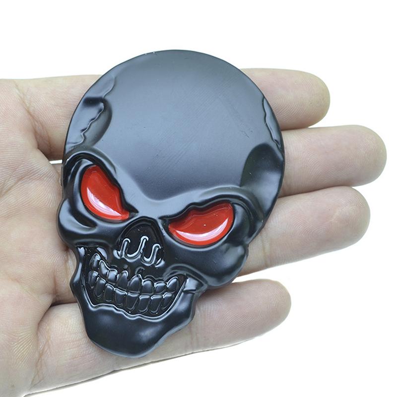 Skull Skeleton Head Skull 3D Metal Car Body Sticker Auto Rear Emblem Badge Decal Chrome And Black For Auto Car Motorcycle