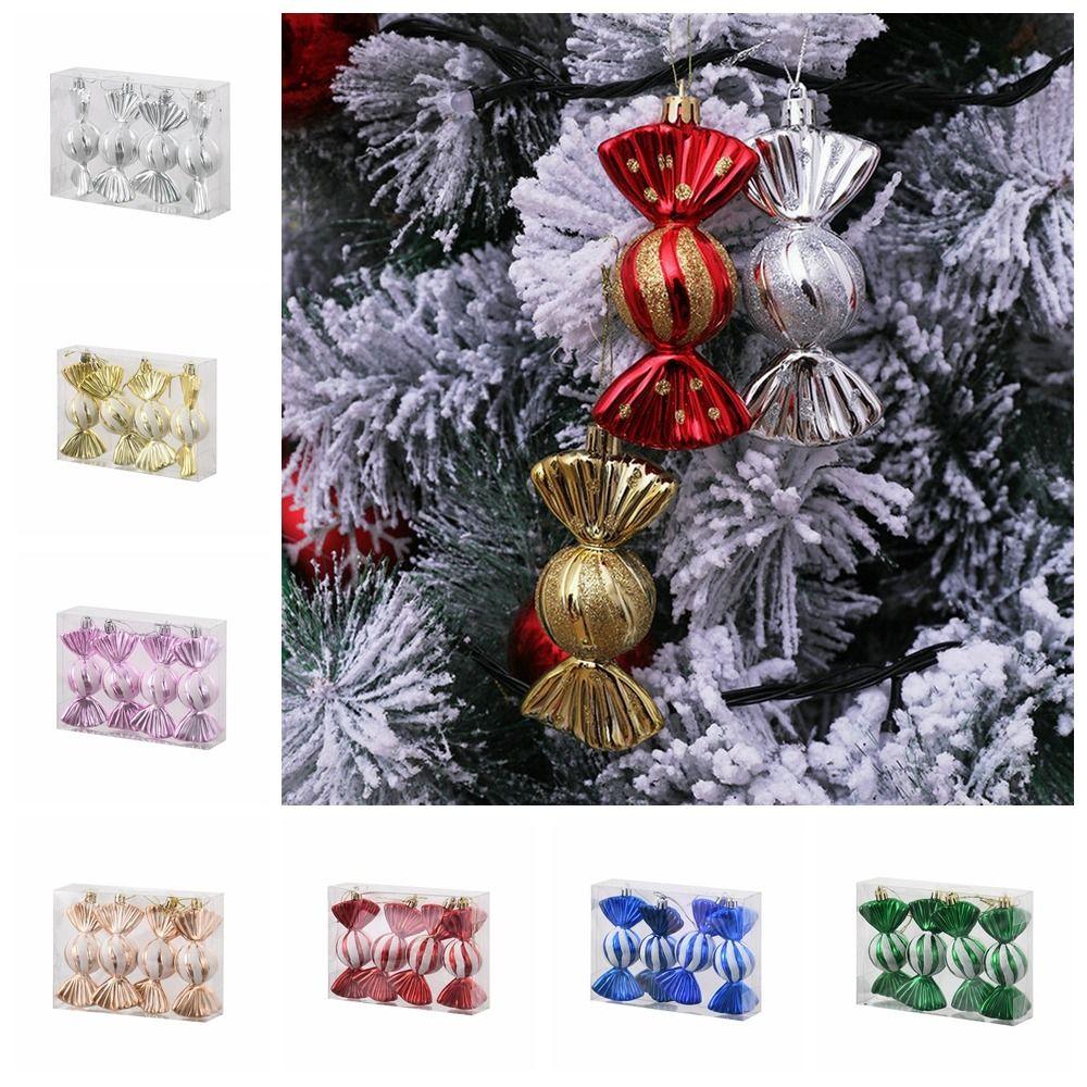 4pcs Electroplating Christmas Candy Pendants Colorful Colorful Candy Interesting Christmas