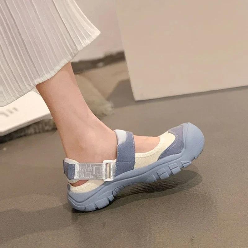 Sandals for Women, 2025 Summer New Style, Ugly and Cute Velcro Sandals, Fashionable Thick Soled Shallow Mouth Casual Single Shoe