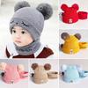 Windproof Baby Beanie Cap Warm Hat Scarf Set Winter Kids Knitted Hat Toddler