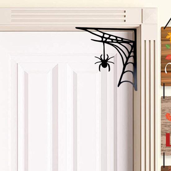 Хэллоуин паутина дверная рама украшения деревенский деревянный черный паук паутина дверной угловой знак домашний офис передняя дверь Топпер няня орнамент