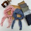 Lightweight Cotton Linen Scarf Korean Style Vintage Neck Scarf Floral Triangle Scarf for Women