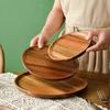 Wooden Round Tray Acacia Wood Home Coffee Bread Plate Multi-Purpose Solid Wood Afternoon Tea Treats