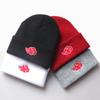 Autumn Winter Anime Naruto Hat Akatsuki Cosplay Red Cloud Embroidery Knitted Hat Woolen Cap Keep Warm Unisex