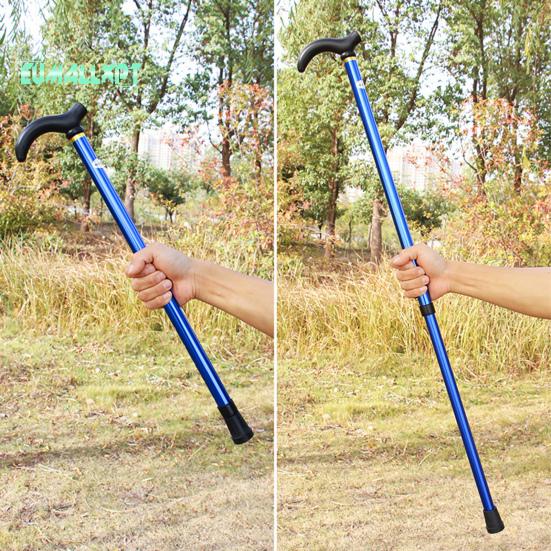 Walking Stick Anti Slip Multifunctional Aluminum Alloy Five-section Telescopic Collapsible Trekking Poles for Outdoor Mountaineering