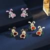 Fashion High Sense Personality Sweet Bunny Animal Color Micro Zircon Earrings Earrings