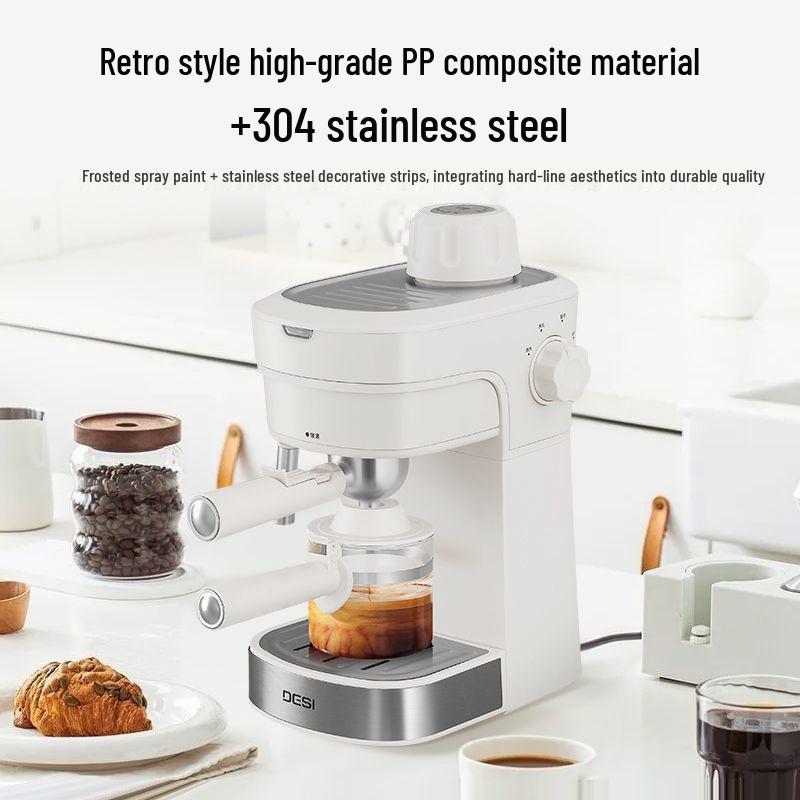 Compact American Semi-Automatic Espresso Machine with Steam Milk Frother for Dorms