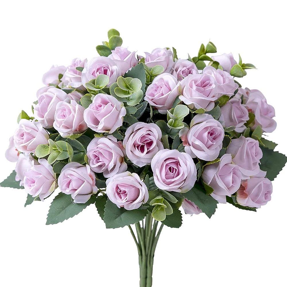 Ornament Simulation Plants Leaves Floral Arrangement Artificial Eucalyptus Rose Lifelike Flowers
