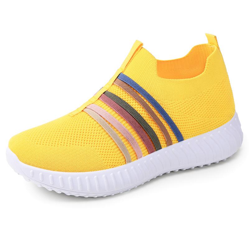 Women's Shoes Casual Shoes New Large Size Breathable Single Shoes Flying Woven Lightweight Shoes Women's Soft-soled Simple Mesh Shoes