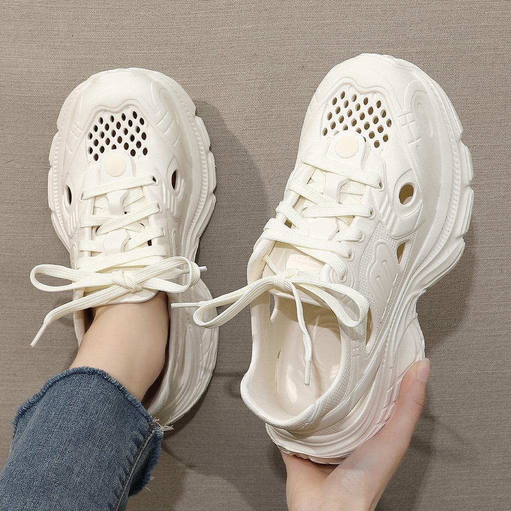 Height Increasing Hole Shoes for Women and Men, Thick Soled Beach and Seaside Anti Slip EVA Anti Odor Toe Cap Cool Mop for Women and Men