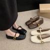 Soft-Soled Mary Jane Shoes Round Head Shallow Mouth Spring Commuting One-Word Single Shoes Flat Women'S Shoes