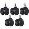 2" Metal PU Office Chair Swivel Casters Furniture Wheels Grip Ring Stem with Brake for Sofa Bed Goods Shelf Storage Rack 5Pcs