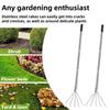 Handheld Weeding Rake Stainless Steel Hand Rake with 5 Teeth Heavy Duty Gardening Rake for Cultivating Loosening Soil Spreading Mulch