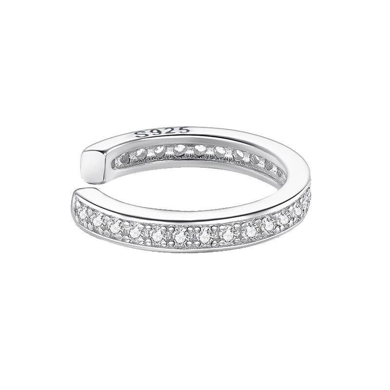 Bamoer 1 PCS Colorful Zircon Ear Clip, Women Genuine 925 Sterling Silver Clear CZ Statement Wedding Jewelry