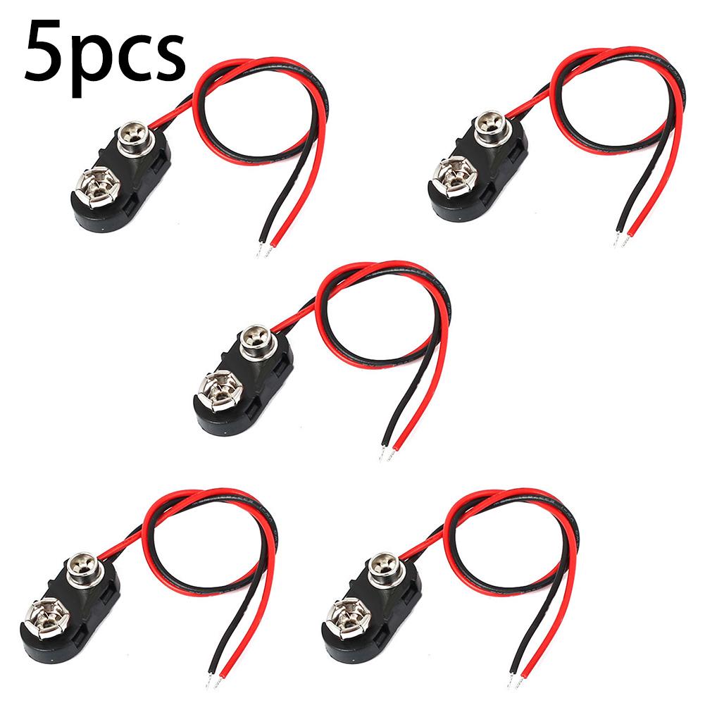 Electronic Kingdom Wires Press Buckle Lead 15cm Double I Type 9V Battery Clip Connector Plug Holder