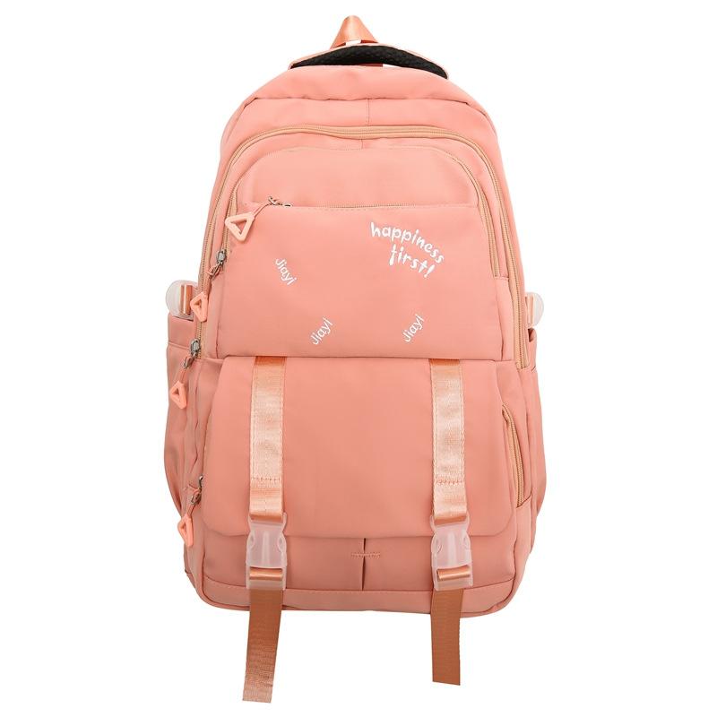 Large Capacity Schoolbag Women's Solid Color Backpack Outdoor Travel Multi-Pocket Backpack