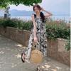 French Retro Ink Painting Slip Dress - Women's Summer 2025 High-End Beach Vacation Long Dress