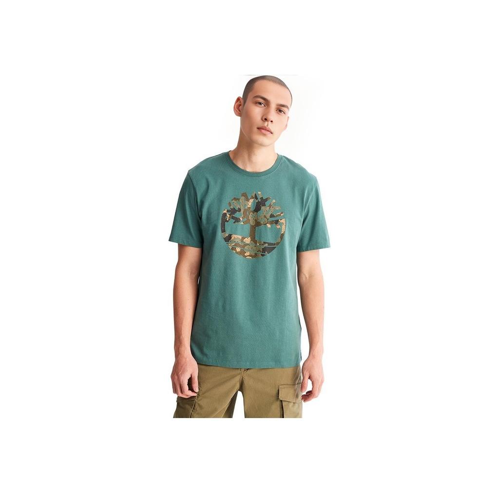 Timberland Outdoor Casual Breathable Round Neck Printed Short Sleeve T-Shirt Men Tops Blue-Green A61KD-CL6