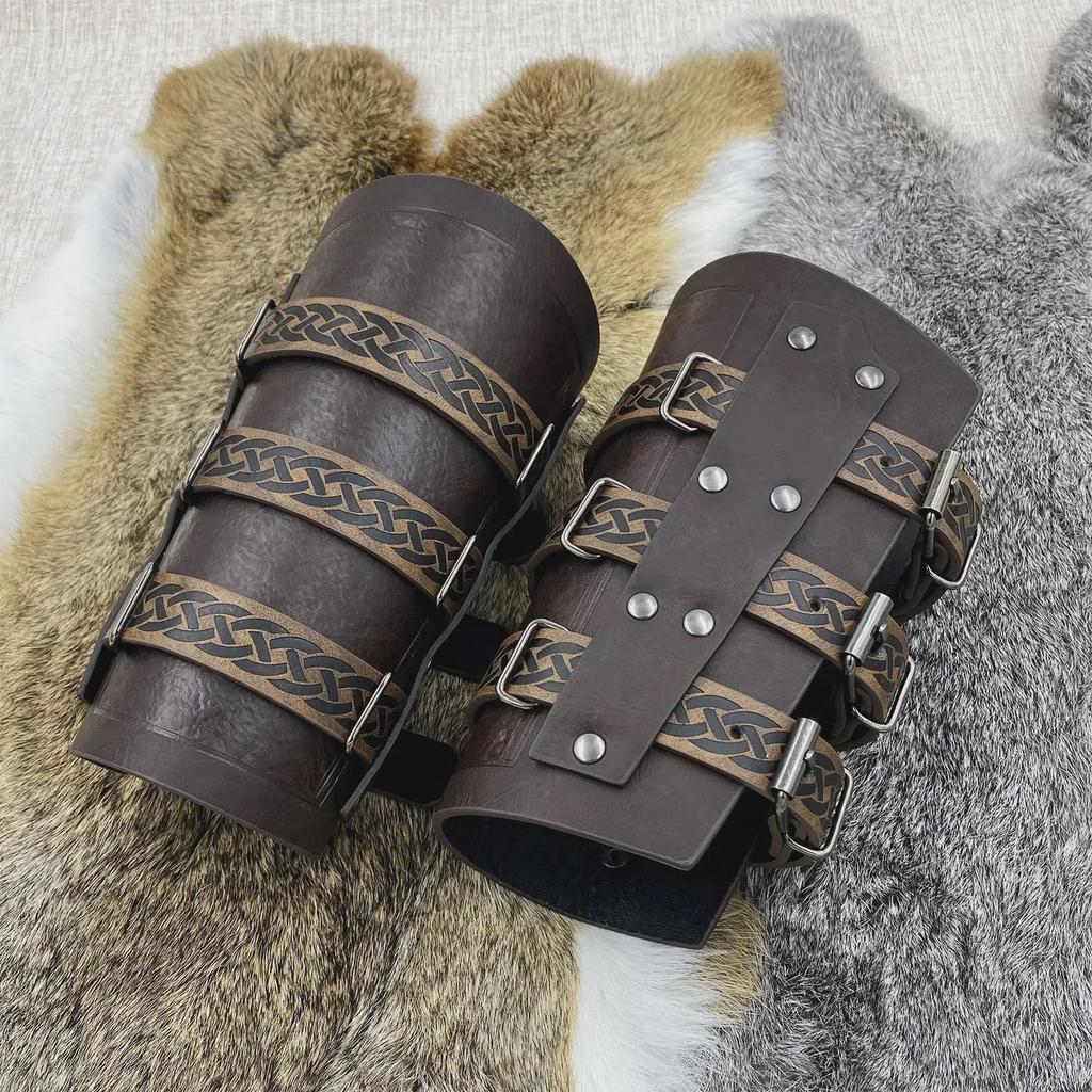Medieval European Knight Arm Guard with Three-Band Design for Cosplay