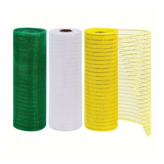 Рождественская полипропиленовая сетка 10 дюймов x 10 ярдов Металлическая сетка Фольга Декоративные рулоны сетки для DIY венков, поделок, украшения для вечеринок