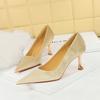 Fashionable Banquet High Heels, Metal Heel Suede Shallow Mouthed Pointed Toe Single Shoes