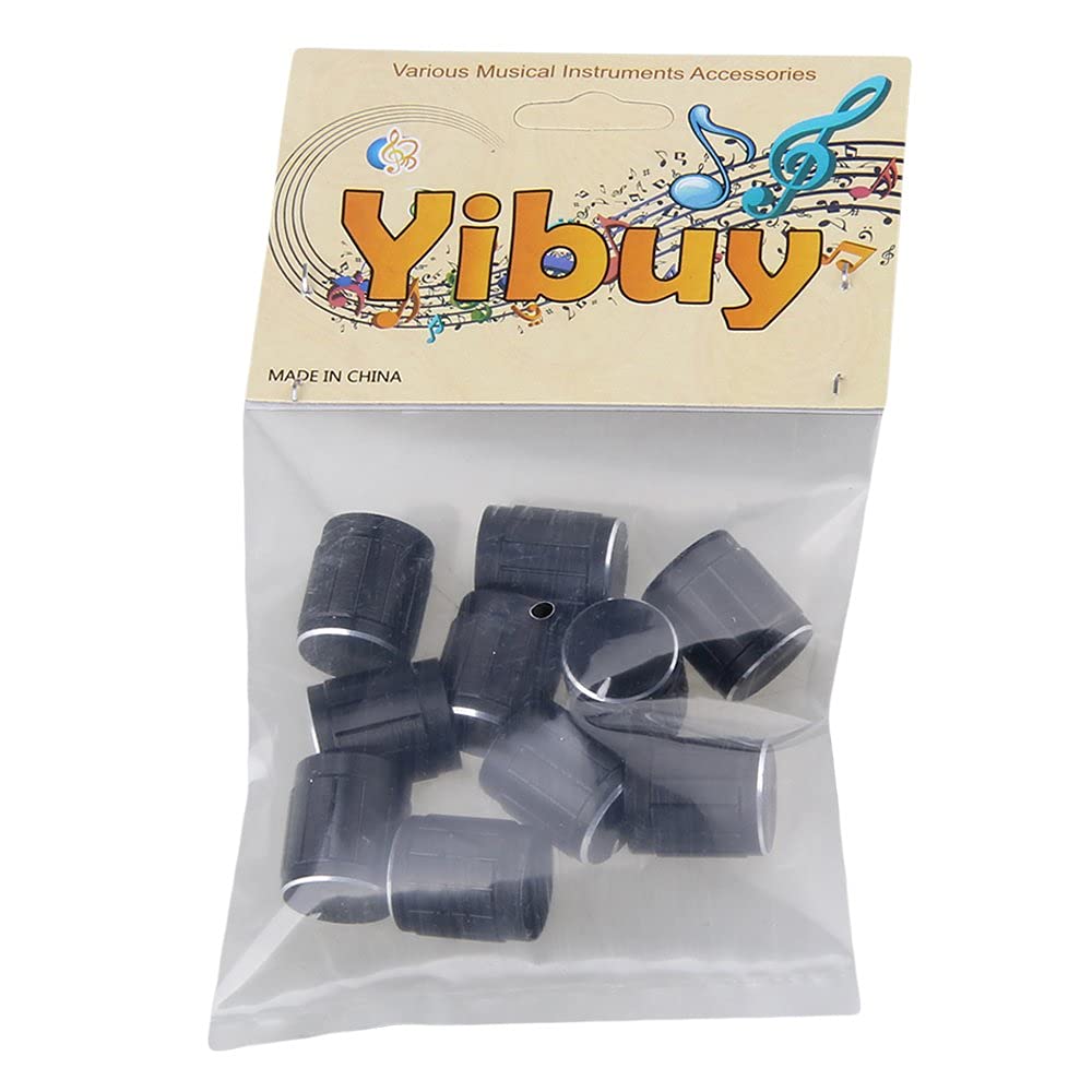 Yibuy Volume Control Dome Knob Rotation Knob for Electric Aluminum 10pcs Black Inner Diameter 6mm Guitar/Bass