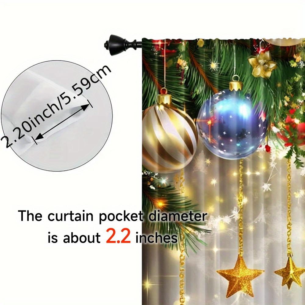 2pcs Set Christmas-Themed Curtains - Digital Print Rod Pocket Design Polyester  Perfect for Living Room Kitchen Bedroom Windows