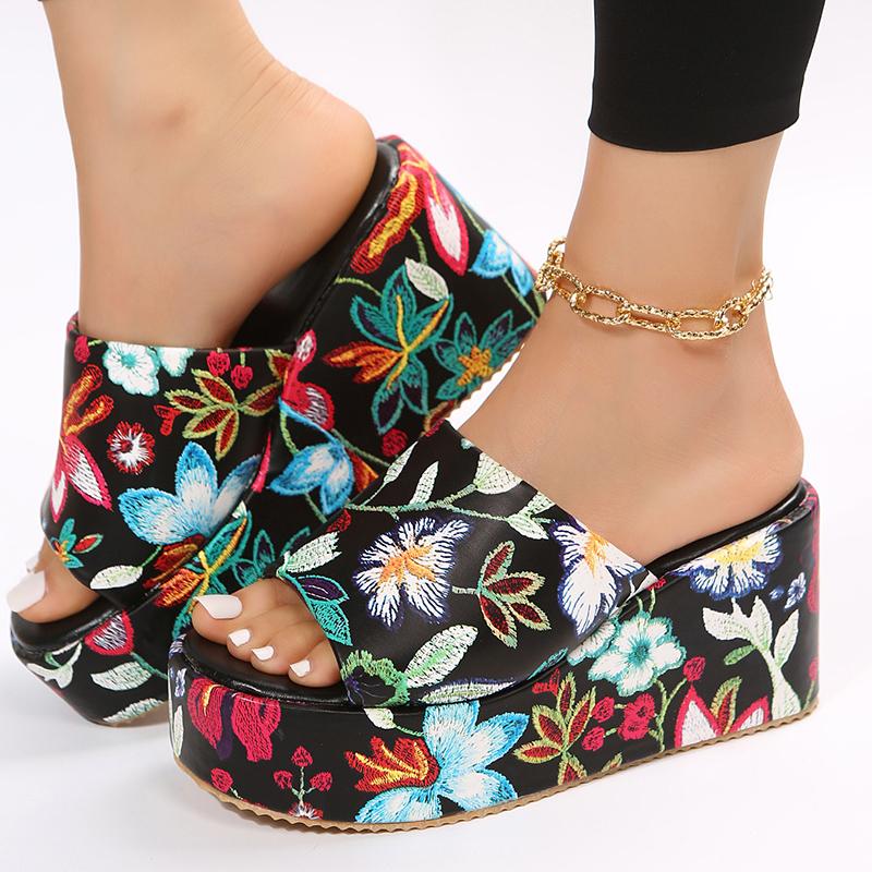 Women's Beach Slippers 2024 Summer Fashion Bohemia Wedges Slippers for Women Platform High-heeled Slippers Women Shoes for 2024