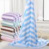 Microfibre Bath Towel, Household Large Size Towel, Striped Coral Velvet Bath Towel
