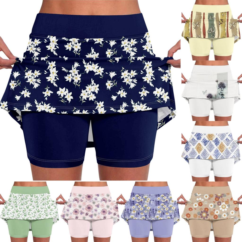 Elastic Yoga Culottes For Women Printed Athletic Shorts Lightweight High Waist Skinny Printed Joggers