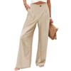Wide Leg Pants For Women High Waist Solid Color Casual Trousers Workout Button Pants With Pockets