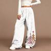 Women's Casual Fashion Christmas Print Elastic Waist Loose Plush Wide Leg Pants