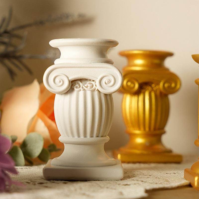 Roman Pillar Greek Column Statue Candle Holder Resin Figurine Home Desktop Decor Ornament Photography Prop Architectural Detail