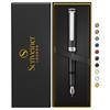 Scriveiner Luxury EDC Fountain Pen Gorgeous Matte Black Pocket Pen 2 Chrome Finish Schmidt German Nib Converter Best Writing Pen Gift Set Nice Stylish