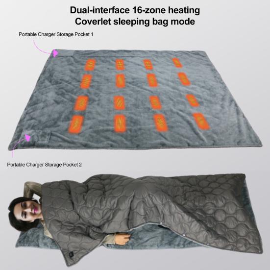 USB Rechargeable Heating Blanket Portable Heated Cape Electric Blanket with 3 Heat Levels 10 H Auto Shut-Off Overheat Protection