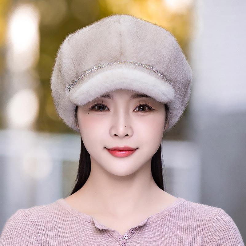 Autumn Winter Hats For Women Solid Color Plain Octagonal Cap Ladies Casual Faux Fur Women Caps