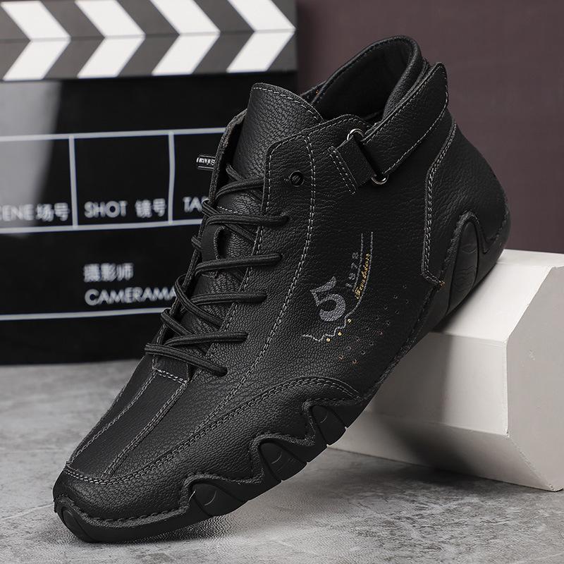 Spring and Autumn Men's Martin Boots Casual Leather Shoes Breathable Octopus Board Shoes Soft Sole Comfortable Youth Bean Shoes