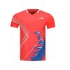 Quick-Dry Comfortable Casual Breathable Sports Training V-Neck Pullover Short Sleeve Badminton Shirt Men Tops Red AAYV051-5