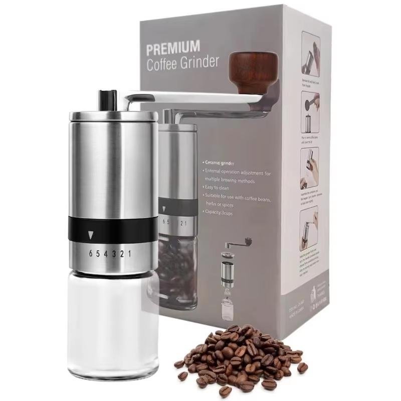 Ручная кофемолка с керамическим сердечником для помола кофе эспрессо и френч-пресса с регулируемой степенью помола
