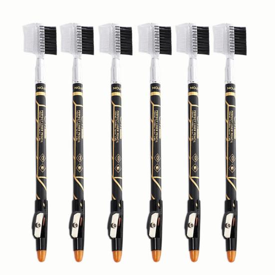Stylish Good Color Rendering Eye Liner Pen with Sharpener and Brow Comb Brush for Women