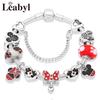 DIY Mickey Minnie Cartoon Pandora-Style Alloy Fashion Bracelet