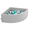 Soft Ball Pit Quarter Angular 90x30cm/200 Balls Balls 7cm / 2.75in for Kids, Light Grey:grey/white/turquoise
